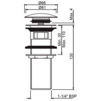 Донный клапан с переливом Jaquar ALD-CHR-729L130