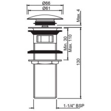Донный клапан с переливом Jaquar ALD-CHR-729L130
