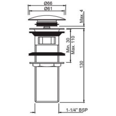Донный клапан с переливом Jaquar ALD-CHR-729L130
