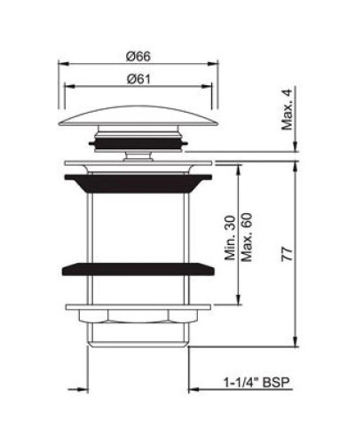 Донный клапан без перелива Jaquar ALD-CHR-727