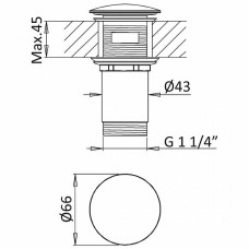 Донный клапан Cezares Czr CZR-B-SOC-NOP click-clack Черный матовый