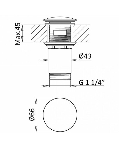 Донный клапан Cezares Czr CZR-B-SOC-NOP click-clack Черный матовый