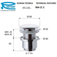 Донный клапан Remer 904CC2114BO