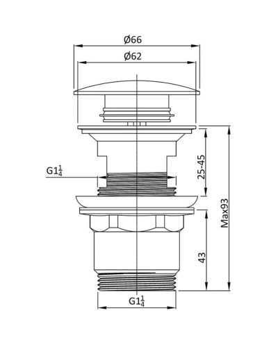 Донный клапан Vincea DPU-1B01BG