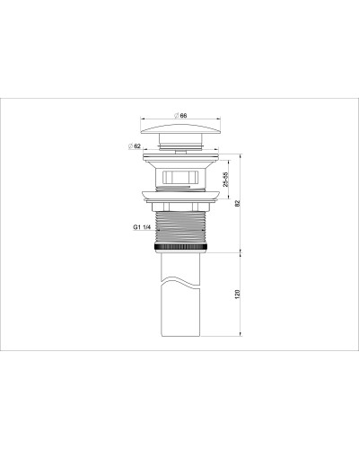 Донный клапан для раковины с переливом WONZON & WOGHAND, Темный графит (WW-88SS03-BGM)
