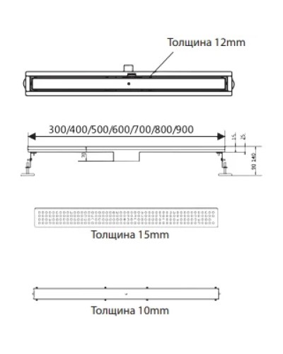 Душевой трап (лоток) AltroBagno Beni aggiuntivi AltroBagnoFD071213Cr 80 см, с решеткой, 2 в 1 под плитку, нержавеющая сталь