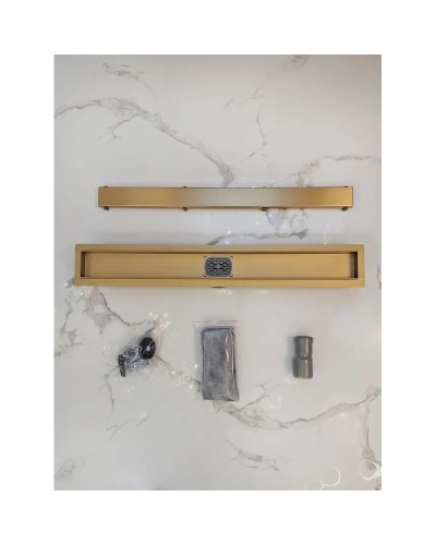 Душевой трап (лоток) AltroBagno Beni aggiuntivi AltroBagnoFD071212OrSp 70 см, с решеткой, 2 в 1 под плитку, золотой матовый