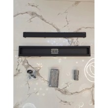 Душевой трап (лоток) AltroBagno Beni aggiuntivi AltroBagnoFD071211NeOp 70 см, с решеткой, 2 в 1 под плитку, черный матовый