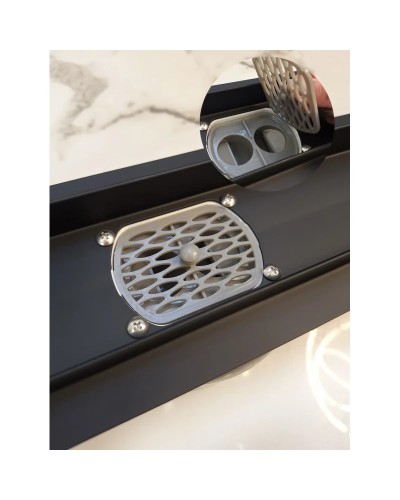 Душевой трап (лоток) AltroBagno Beni aggiuntivi AltroBagnoFD071211NeOp 70 см, с решеткой, 2 в 1 под плитку, черный матовый