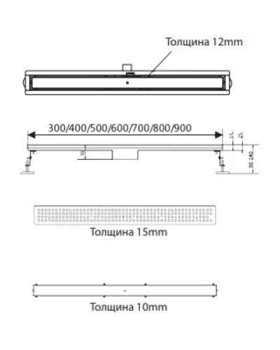 Душевой трап (лоток) AltroBagno Beni aggiuntivi AltroBagnoFD071210Cr 70 см, с решеткой, 2 в 1 под плитку, нержавеющая сталь