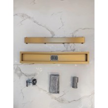 Душевой трап (лоток) AltroBagno Beni aggiuntivi AltroBagnoFD071209OrSp 60 см, с решеткой, 2 в 1 под плитку, золотой матовый