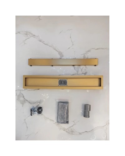 Душевой трап (лоток) AltroBagno Beni aggiuntivi AltroBagnoFD071209OrSp 60 см, с решеткой, 2 в 1 под плитку, золотой матовый