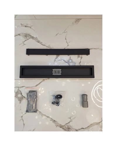 Душевой трап (лоток) AltroBagno Beni aggiuntivi AltroBagnoFD071208NeOp 60 см, с решеткой, 2 в 1 под плитку, черный матовый