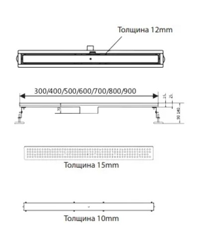 Душевой трап (лоток) AltroBagno Beni aggiuntivi AltroBagnoFD071207Cr 60 см, с решеткой, 2 в 1 под плитку, нержавеющая сталь