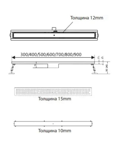 Душевой трап (лоток) AltroBagno Beni aggiuntivi AltroBagnoFD071205NeOp 50 см, с решеткой, 2 в 1 под плитку, черный матовый