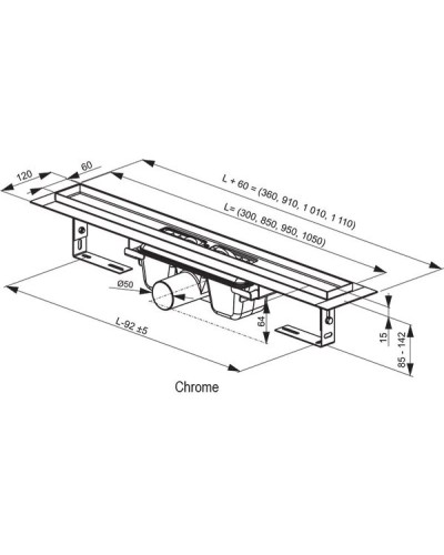 Душевой канал 300 мм Ravak Chrome X01426