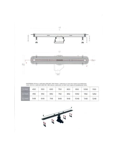 Душевой канал 1050 мм Pestan Confluo Premium Slim Line 13100037