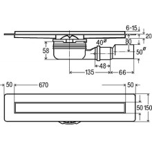 Душевой канал 770 мм модель 4983.10 глянцевый хром Viega Advantix 753153