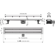 Душевой канал 944 мм глянцевый хром, 2 в 1 с основой под плитку AlcaPlast APZ13-Double9 APZ13-DOUBLE9-950