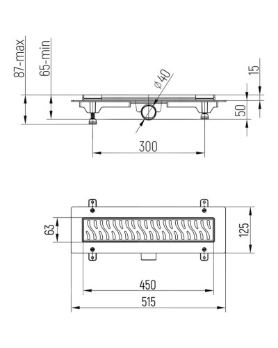 Душевой канал 450 мм Paini Harmony CH450HC
