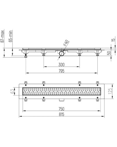 Душевой канал 750 мм Paini Harmony CH750HC