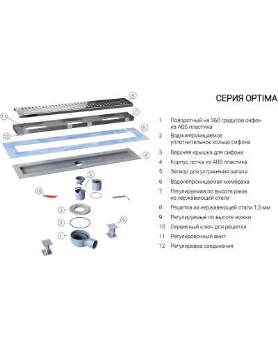 Душевой трап (лоток) Vincea Optima Blok SAY.601.60.B.M.S.BLOK 60 см, с решеткой, перфорированный, черный матовый
