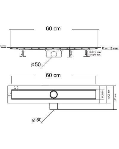 Душевой трап (лоток) Vincea Optima Blok SAY.601.60.B.M.S.BLOK 60 см, с решеткой, перфорированный, черный матовый
