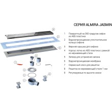 Душевой трап (лоток) Vincea Almira Piticare SAY.605.60.P.PITI 60 см, с решеткой, перфорированный, хром