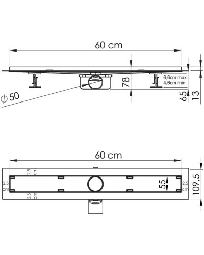 Душевой трап (лоток) Vincea Almira-S SAY.602.60.S.U 60 см, с решеткой, под плитку