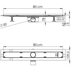 Душевой трап (лоток) Vincea Almira-S SAY.602.80.S.U 80 см, с решеткой, под плитку