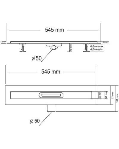 Душевой трап (лоток) Vincea Carmine SAY.510.50.P.DUZ 50 см, с решеткой, щелевой, хром