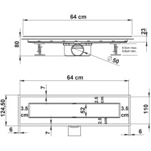 Душевой трап (лоток) Vincea Anzer SAY.72.2.60.STN 57 см, с решеткой, щелевой, сатин