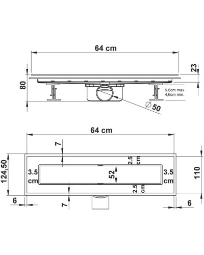 Душевой трап (лоток) Vincea Anzer SAY.72.2.60.STN 57 см, с решеткой, щелевой, сатин