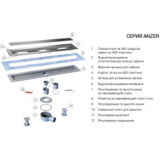 Душевой трап (лоток) Vincea Anzer SAY.72.2.70.STN 67 см, с решеткой, щелевой, сатин