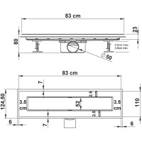 Душевой трап (лоток) Vincea Anzer SAY.72.2.80.STN 76 см, с решеткой, щелевой, сатин