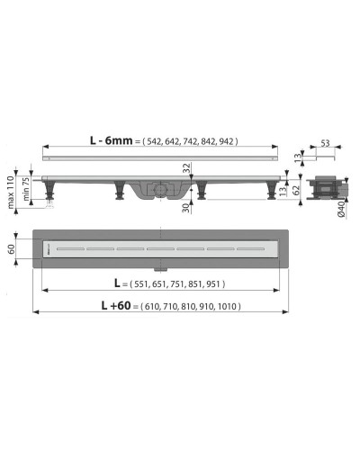 Душевой лоток Alcaplast Simple APZ18-950M с решеткой Хром