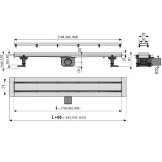 Душевой лоток Alcaplast Fit and Go AG071401750 (APZ13-DOUBLE9-750) с решеткой Хром / полая под плитку