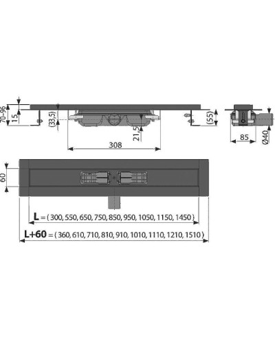 Душевой лоток Alcaplast Low APZ101BLACK-550 без решетки