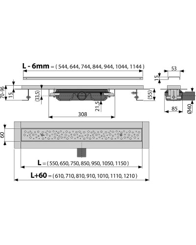 Душевой лоток Alcaplast Low APZ111-1150M с решеткой Хром матовая