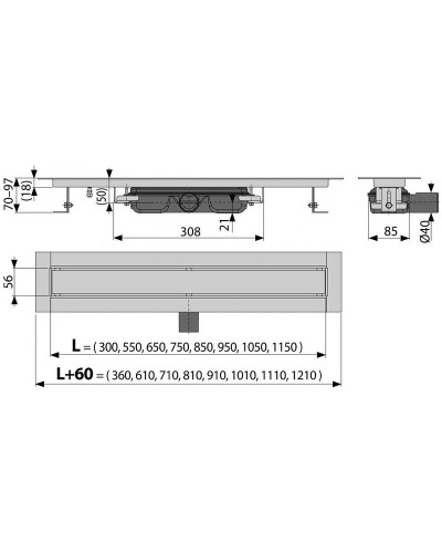 Душевой лоток Alcaplast Morble Low APZ115-1150 с решеткой под плитку