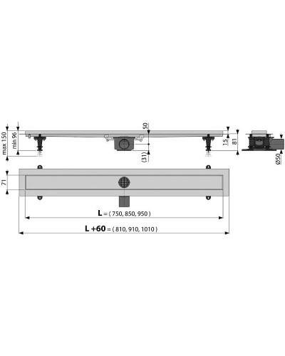 Душевой лоток Alcaplast Fit and Go AG071401650 (APZ13-DOUBLE9-650) с решеткой Хром