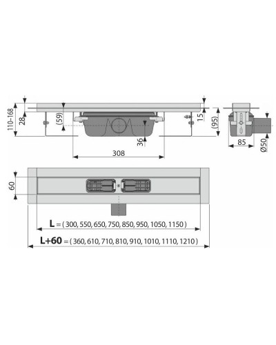 Душевой лоток Alcaplast Professional APZ6S-1150 без решетки