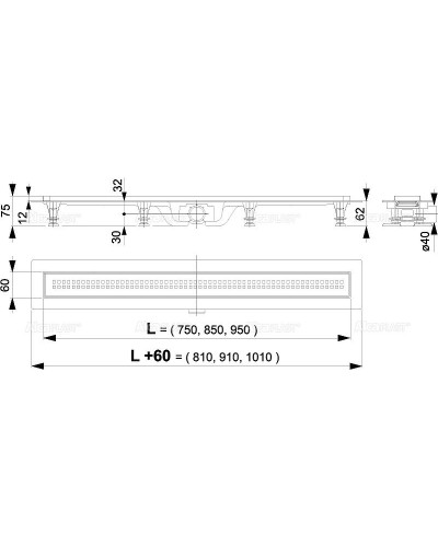 Душевой лоток Alcaplast Simple AG100201850 (APZ9-850M) с решеткой Хром