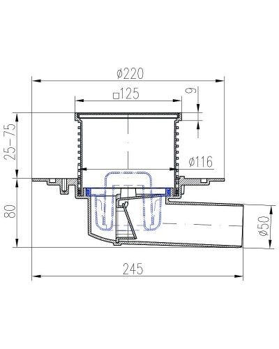Душевой трап Paini 381A с решеткой Хром