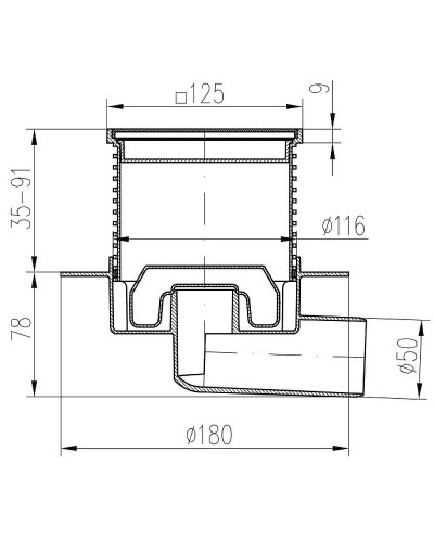 Душевой трап Paini 425XL с решеткой Хром