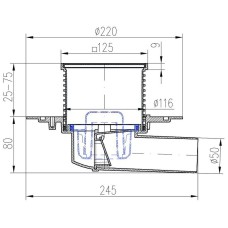 Душевой трап Paini 381AC с решеткой Черный матовый