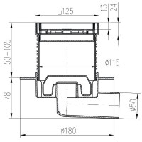 Душевой трап Paini C425XL с решеткой под плитку