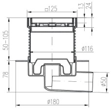 Душевой трап Paini C425XL с решеткой под плитку