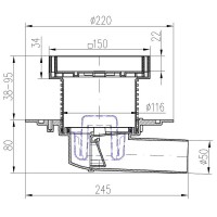 Душевой трап Paini C1381A с решеткой под плитку