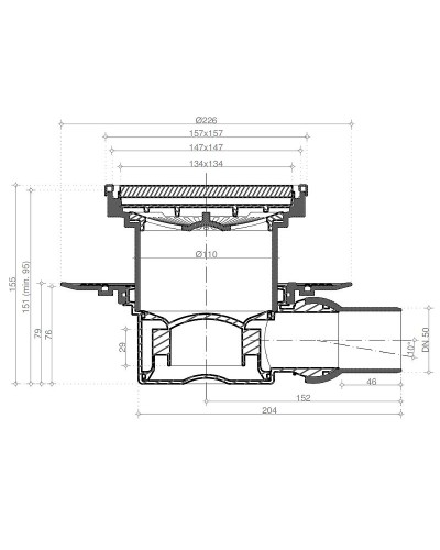 Душевой трап Pestan Confluo Standard 13000152 с решеткой Черный Золото глянец